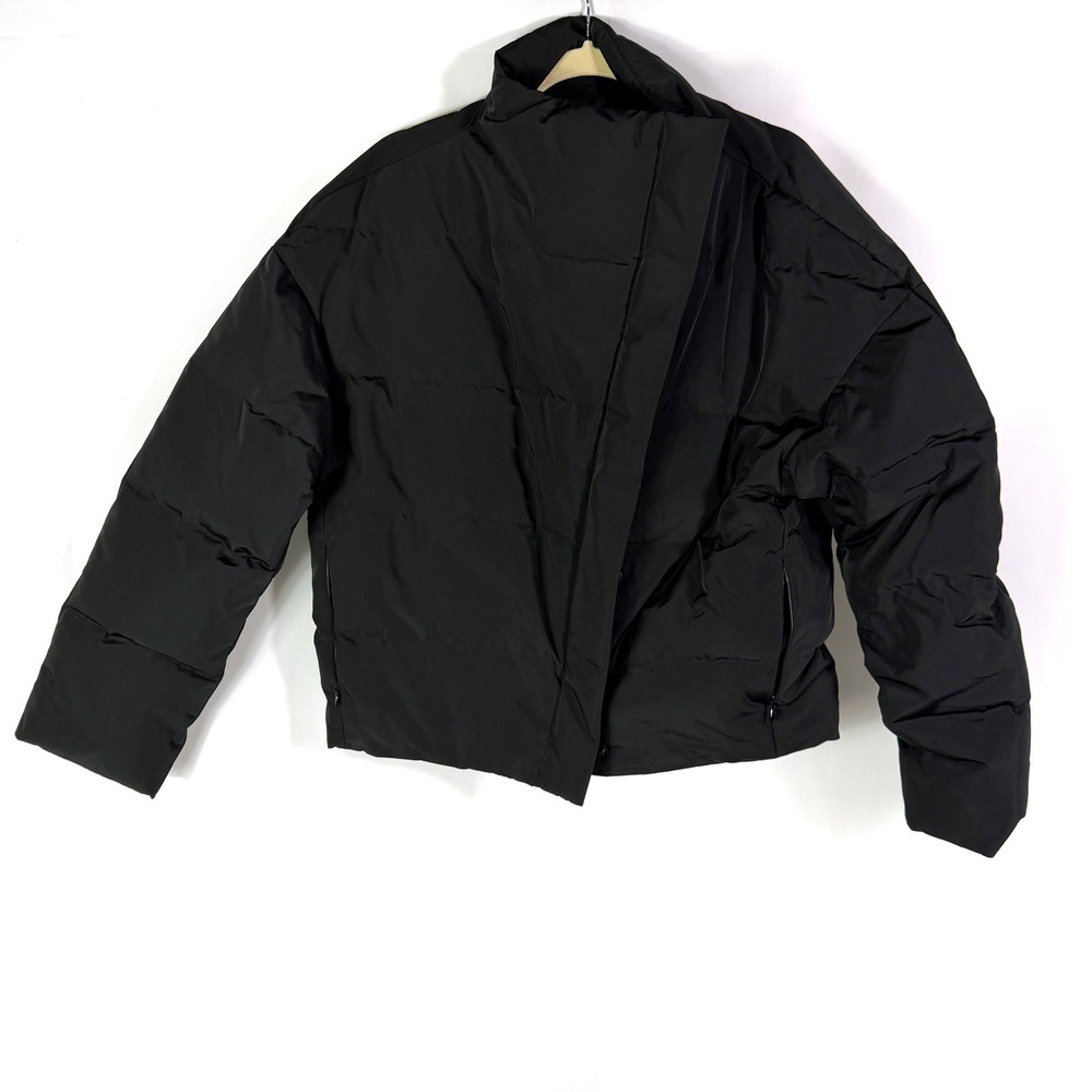 Theory Offset Puffer Jacket Black Asymmetrical Do… - image 5